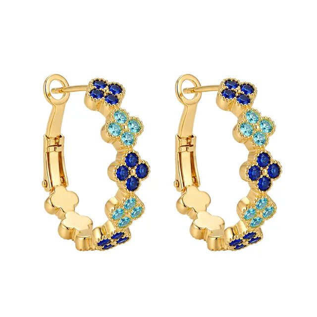 Boucles trèfle bleu éclat