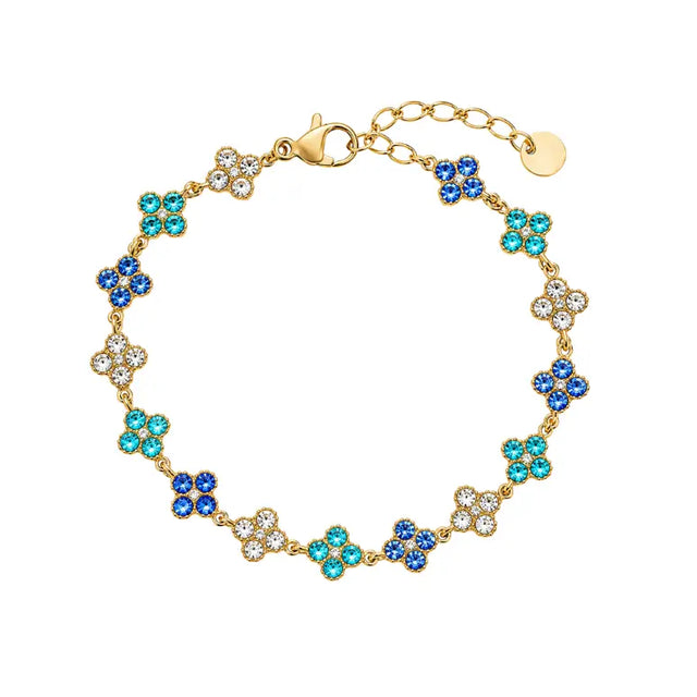 Bracelet fleurs azur cristal éclat