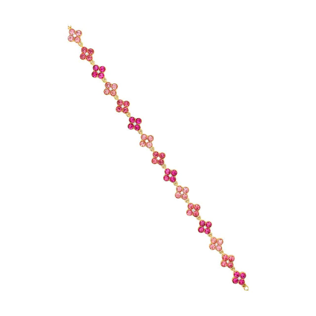 Bracelet fleurs rose fuchsia éclat doré